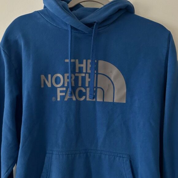 The North Face Mens Large Hoodie Pullover Logo Bright Blue Large EUC - Picture 3 of 5